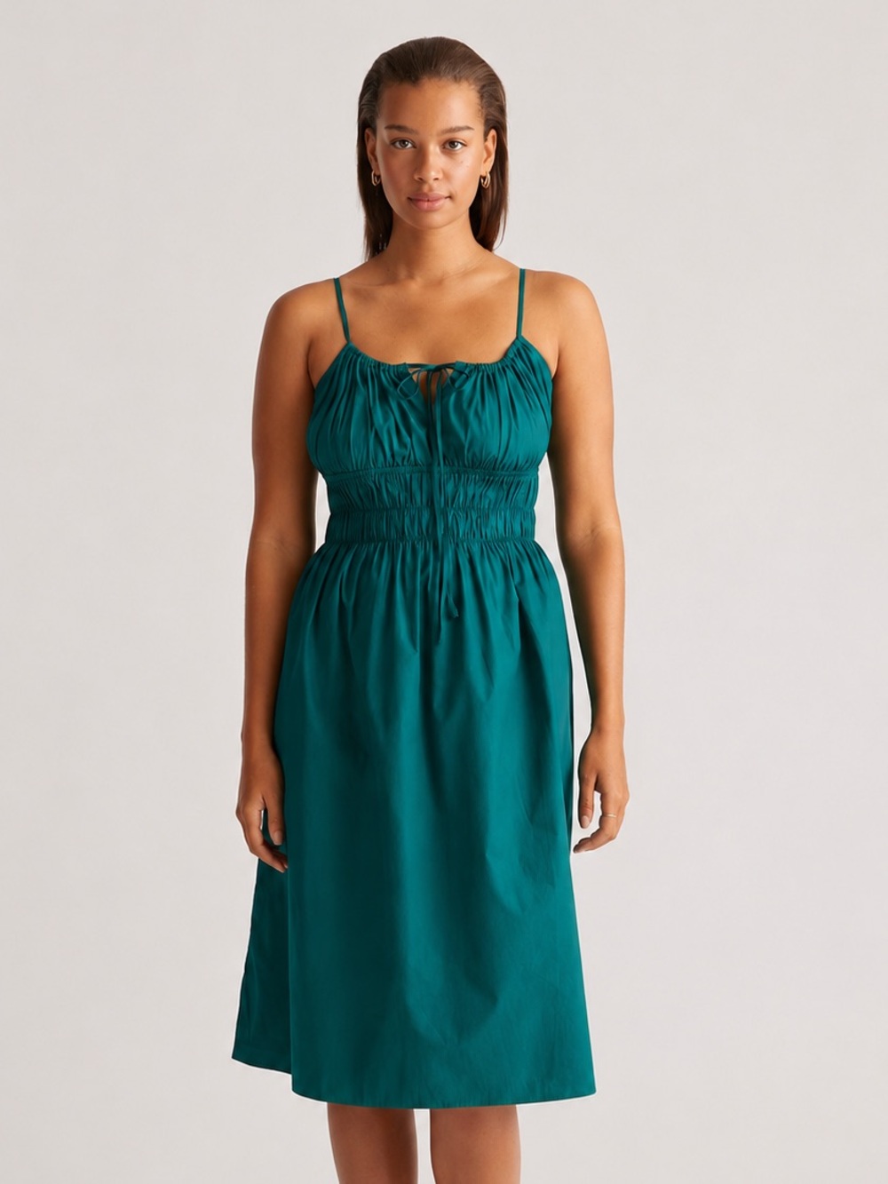 Quince Sz Sm 100% Organic Cotton Keyhole Midi Dress